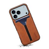 Denior iPhone 17 Pro hoesje - Backcover met kaarthouder - Bruin