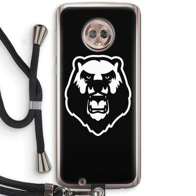 Angry Bear (black): Motorola Moto G6 Transparant Hoesje met koord