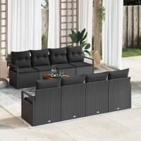 Tuinbankenset met opslag 9 pcs Zwart poly rattan