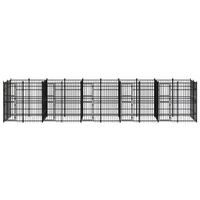 The Living Store Hondenkennel - Standaard - Gepoedercoat staal - 960x192x200 cm - Zwart