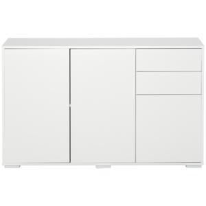 HOMCOM Witte Dressoir Kast, 2 Laden, Push-Click, 117 cm x 36 cm x 74 cm