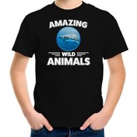 T-shirt haaien amazing wild animals / dieren zwart voor kinderen XL (158-164)  - - thumbnail