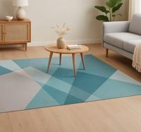 Geometrisch abstract ontwerp vinyl tapijt blauw