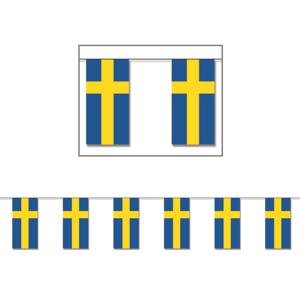 Papieren slinger Zweden - 4 meter - Sweden vlag - Supporter feestartikelen