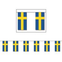 Papieren slinger Zweden - 4 meter - Sweden vlag - Supporter feestartikelen