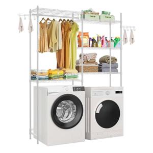 VEVOR Opbergrek boven wasmachine/droger, dubbele rij, 5 lagen, wit