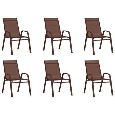 Tuinstoelen stapelbaar 6 st textileen stof bruin