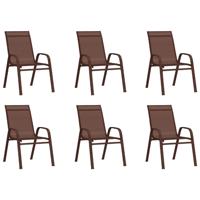 Tuinstoelen stapelbaar 6 st textileen stof bruin