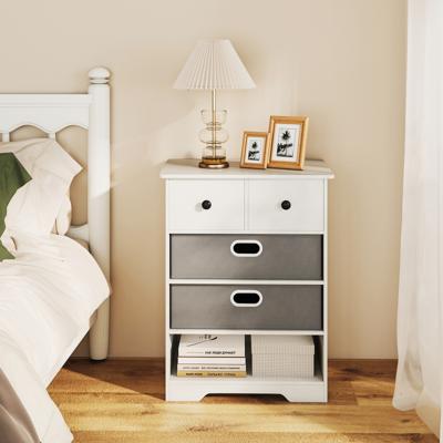 Kast met 4 Lades Dressoir met Open Planken Nachtkastje Opbergkast 58 x 42 x 75 cm Wit