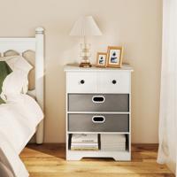 Kast met 4 Lades Dressoir met Open Planken Nachtkastje Opbergkast 58 x 42 x 75 cm Wit