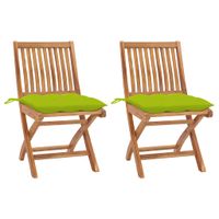 VidaXL Inklapbare stoelen 2 st met heldergroene kussens - thumbnail