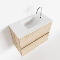Toiletmeubel Mondiaz Ada | 60 cm | Meubelkleur Washed oak | Lex wastafel Talc Midden | 1 kraangat