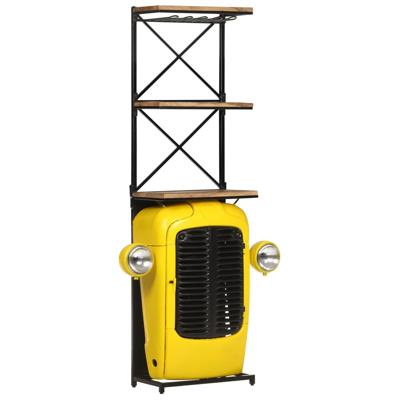 Wijnkast tractor 49x31x172 cm massief mangohout geel