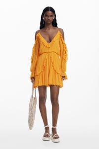 Mini-jurk met ruches - ORANGE - XL