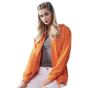 Oranje vest/jasje met capuchon voor dames   -