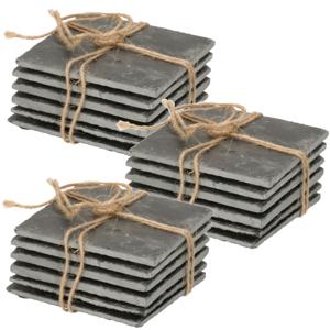 Leisteen onderzetters - 18x stuks - 10 x 10 cm - onderzetters voor glazen