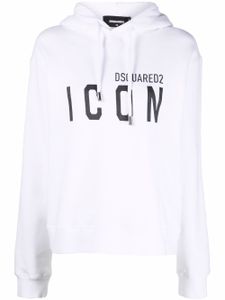 DSQUARED2 hoodie en coton à imprimé Icon - Blanc