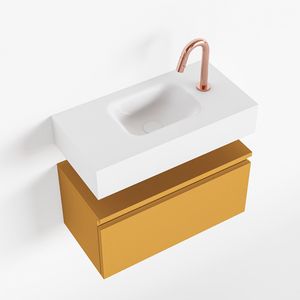 MONDIAZ ANDOR 60cm toiletmeubel ocher. LEX 60cm wastafel talc midden 1 kraangat