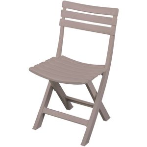 Klapstoel voor buiten/binnen - beige - 41 x 79 cm - stevig kunststof - Bijzet stoelen