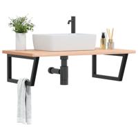Badkamer wandschap staal en massief beukenhout
