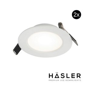 Inbouwspot Häsler Toscana Incl. Fase Aansnijding Dimbaar 9.2 cm 4 Watt Helder Wit RVS Wit Set 2x