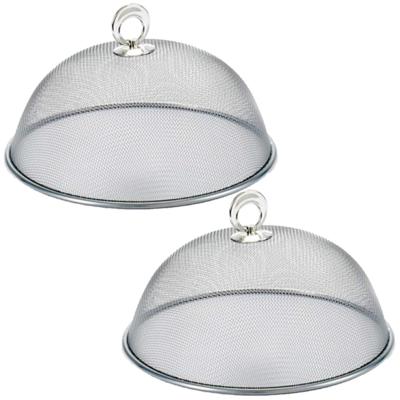 Arte Regal Voedselkap - 2x stuks - rond - 25 cm - zilver - metaal - vliegenkap - tegen insecten Arte Regal Voedselkap - 2x stuks - rond - 25 cm - zilver - metaal - vliegenkap - tegen insecten