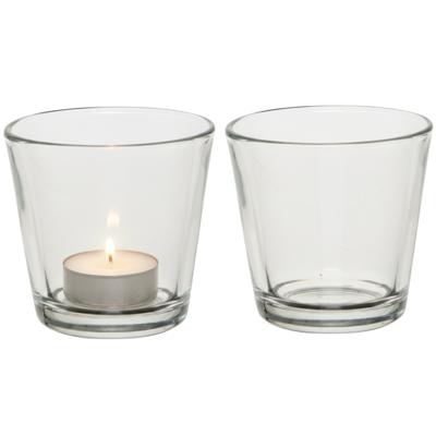Theelichthouder - 2x - 7,5 cm - transparant - glas - waxinelichthouder - kaarsenhouder