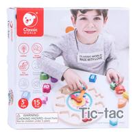 Classic World world houten leerklok met vormen tic-tac, 15dlg.