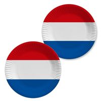 Holland/nederlandse vlag gebaksbordjes - 30x - karton - D23 cm - thumbnail