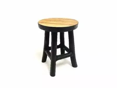 Teak plantenstandaard 17x22cm natural/black