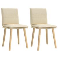Eetkamerstoelen 2 st stof crèmekleurig - thumbnail