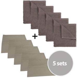 The One Keuken set - 5 x theedoek & 5 x keukendoek - Taupe