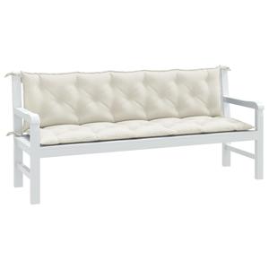 VidaXL Tuinbankkussens 2 st 180x50x7 cm stof gemêleerd crèmekleurig