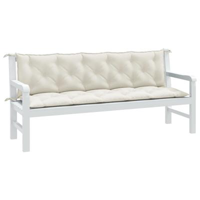 VidaXL Tuinbankkussens 2 st 180x50x7 cm stof gemêleerd crèmekleurig