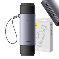 Baseus Lite-serie SD/TF-geheugenkaartlezer WKQX060113, USB + USB-C - grijs - thumbnail