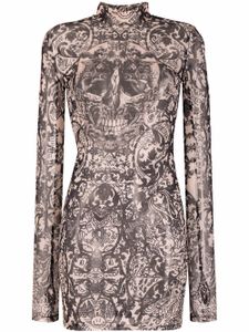 Philipp Plein robe en tulle à imprimé New Baroque - Tons neutres