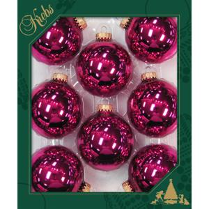 Krebs kerstballen - 8x st - Cabernet roze - 7 cm - glas - kerstversiering