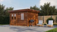 Lugarde Select Modern tuinhuis Bodegraven 388x300cm - Bruine olie- Plat dak- - Lugarde Select