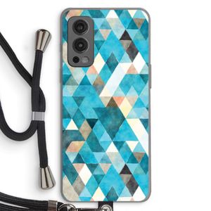 Gekleurde driehoekjes blauw: OnePlus Nord 2 5G Transparant Hoesje met koord