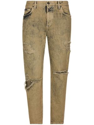 Dolce & Gabbana jean slim à effet déchiré - Tons neutres