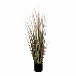 Paarse Dogtail siergras kunstplanten 90 cm met zwarte pot - Kunstplanten