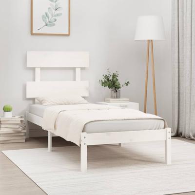 Bedframe massief hout wit 90x190 cm