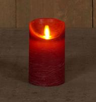 B.o.t. kaars wax rustiek bewegende vlam 7.5x12.5cm bordeaux 3xaaa/timer - Annas collection
