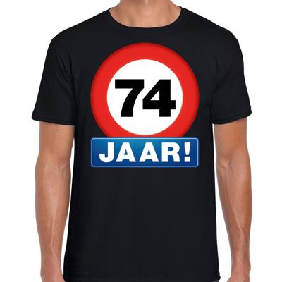 74 jaar geworden - Stopbord - verjaardag t-shirt - zwart - heren - Happy Birthday - kleding