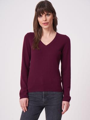 Basic fijngebreide V-hals trui van biologisch cashmere