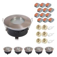 Set van 6 Vista - LED Inbouwspots - Armatuur - Diameter 83mm - GU10 Fitting incl. lamphouder - Rond - IP44 voor badkamer en buiten - RVS