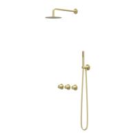 IVY Pact Regendoucheset - inbouw - symmetry - 2 stopkranen - 40cm wandarm - 30cm medium hoofddouche - glijstang met uitlaat - 150cm doucheslang - 3-standen handdouche - Geborsteld mat goud PVD CSP4MPBFAB