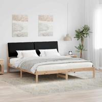 Bedframe Bruin en zwart 200 x 200 cm Massief grenenhout