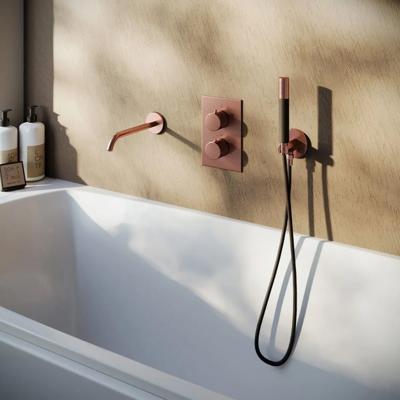Badkraan SaniClear Copper | Thermostaatkraan | Incl.Inbouwdeel | 2-weg | Rechthoekig | Koper geborsteld