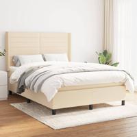 Boxspring met matras stof crèmekleurig 140x190 cm